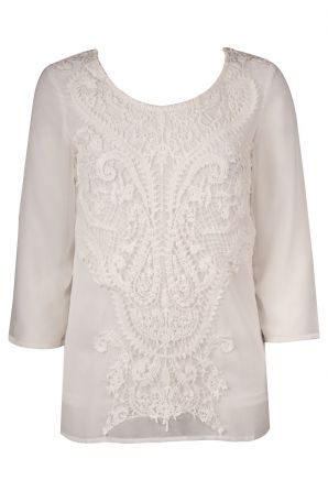 Monoreno Crochet Chiffon Blouse