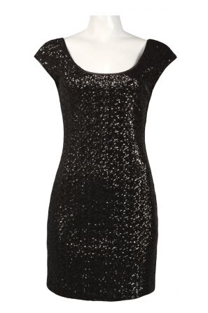 Muse Scoop Neckline Cutout Back Sequin Sheath Dress