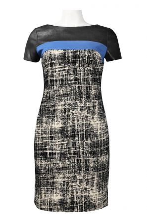 Muse Faux Leather Front Grunge Pattern Textured Polyester Dress