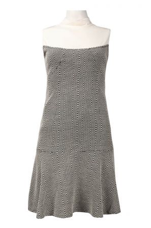 Muse Turtleneck Contrast Front Drop Waist Tweed Dress