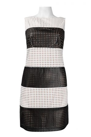 Muse Sleeveless Zip Back Detail Eyelet Faux Leather Dress