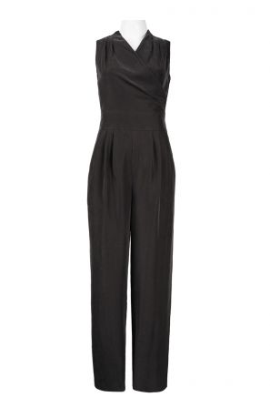 Muse Surplice Neckline Pleat Detail Plain Modal Jumpsuit