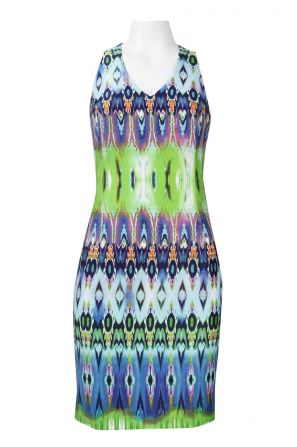 Muse Sleeveless Cutout Strap Multi Cotton Tweed Sheath Dress