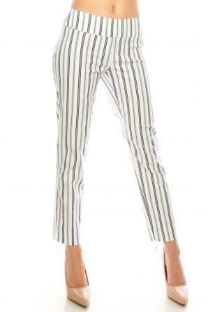 Zac & Rachel Blue White Silver Slim Fit Pull on Pants