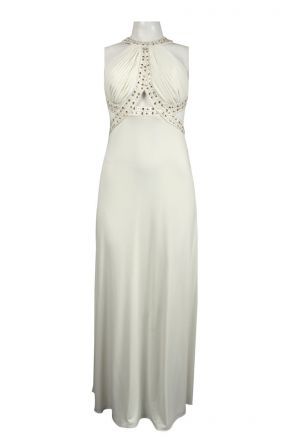 NV Couture Ruched Bodice Open Back Matte Jersey Dress