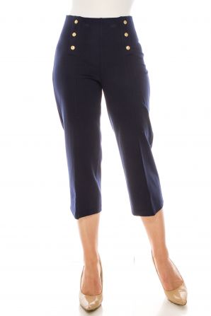 Nygard Navy Solid Capri Legging