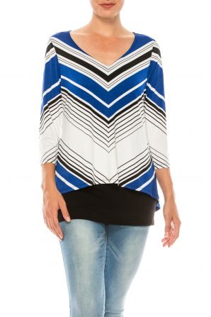 Nygard Multi Color Print 3/4 Sleeve Top
