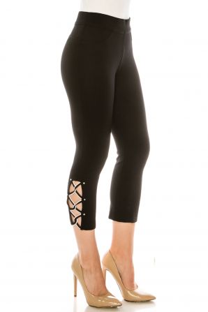 Nygard Black With White Slimming Capri Legging