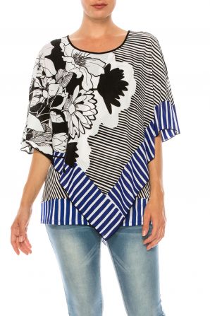 Nygard Multi Print Asymmetrical Cape Top