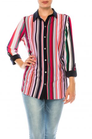 Nygard Multi Print Collared Button Up Top