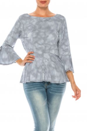 Nygard Indigo Cloud Stiped Peplum Top