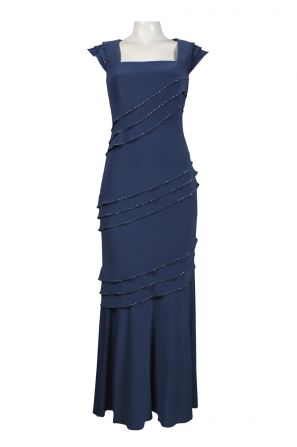 Patra Square Neckline Shutter Pleat Sequin Detail Jersey Dress