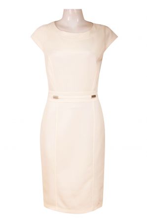 Pierri Cap Sleeve Crew Neckline Waist Detail Jersey Sheath Dress