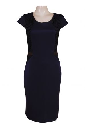 Pierri Cap Sleeve Honeycomb Side Detail Ponte Sheath Dress