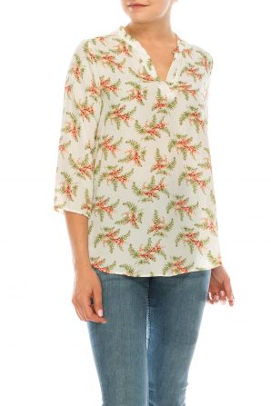 Profile Apparel Ivory Fern 3/4 Sleeve Relax Fit Top