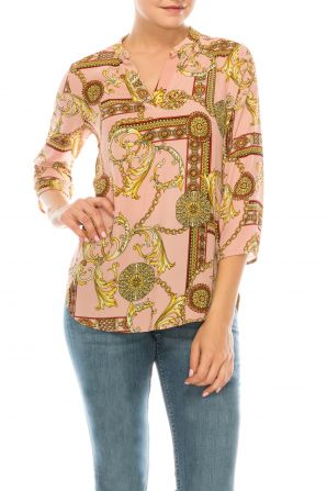 Profile Apparel Blush Versace 3/4 Sleeve Relax Fit Top