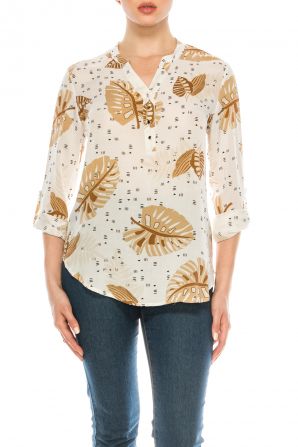 Profile Apparel 3/4 Roll Up Button Sleeve Relax Fit Top