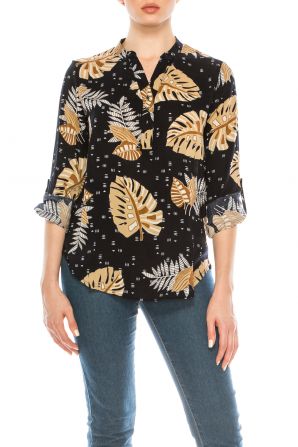Profile Apparel 3/4 Roll Up Button Sleeve Relax Fit Top