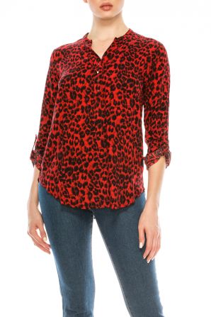 Profile Apparel 3/4 Roll Up Button Sleeve Relax Fit Top