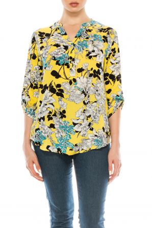 Profile Apparel 3/4 Roll Up Button Sleeve Relax Fit Top