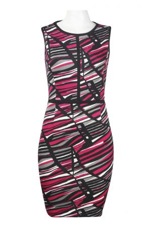 R & K Sleeveless Abstract Print Ponte Sheath Dress