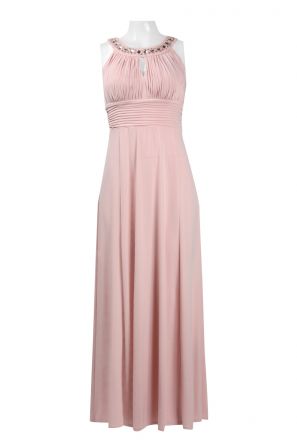 Sangria Embellished Halter Neck Keyhoel Front Ruched Jersey Dress