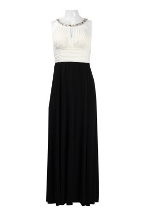 Sangria Embellshed Halter Neck Keyhole Back Ruched Jersey Dress