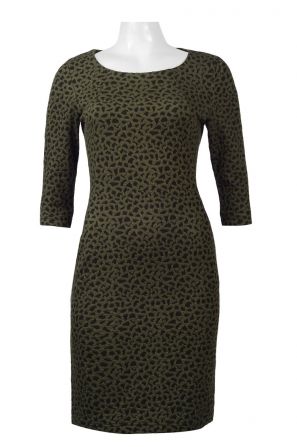 Sharagano Scoop Neck Long Sleeve Zipper Back Cotton Dress