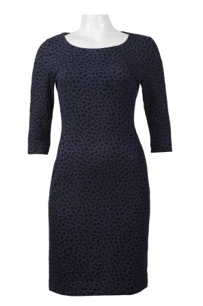 Sharagano Scoop Neck Long Sleeve Zipper Back Cotton Dress
