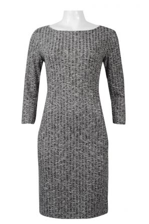 Sharagano Boat Neck Long Sleeve Bodycon Knit Dress