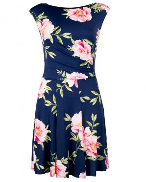 Shelby Palmer Navy & Blush Floral Cap-Sleeve Dress