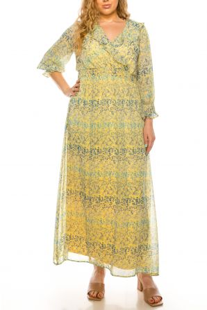 Shelby & Palmer Banana Blue Floral Print Maxi Dress