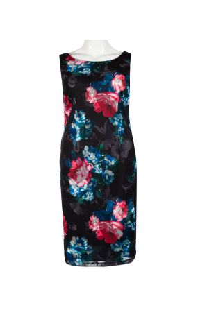 SLNY Floral Mesh Jersey Daytime Dress