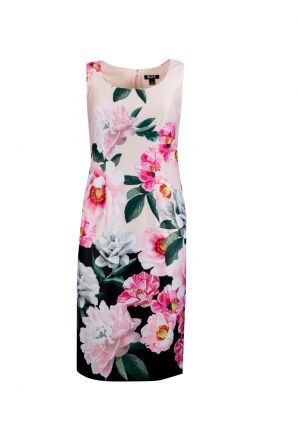 SLNY Floral Crepe Daytime Dress