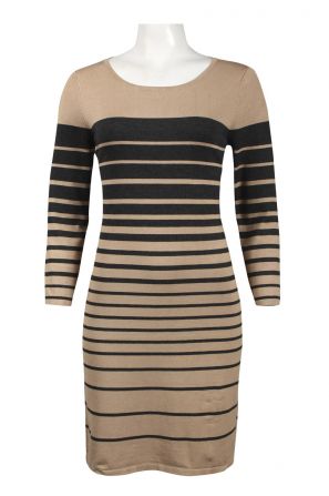 Spense Long Sleeve Contrast Stripe Knit Dress