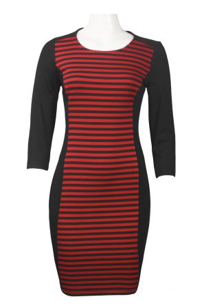 Spense 3/4 Sleeve Horizontal Stripe Ponte Sheath Dress
