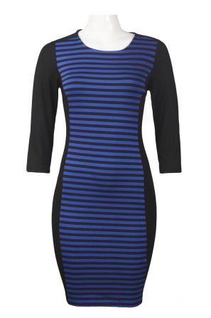 Spense 3/4 Sleeve Horizontal Stripe Ponte Sheath Dress