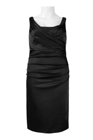 Suzi Chin for Maggy Boutique Front Wrap Ruched Satin Dress