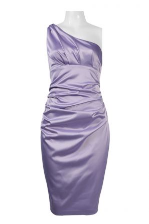 Suzi Chin for Maggy Boutique One Shoulder Satin Ruched Dress (Petite)