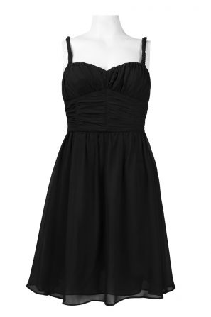 Suzi Chin for Maggy Boutique Twisted Strap Ruched Waist Silk Chiffon Babydoll Dress