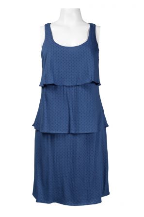 Suzi Chin for Maggy Boutique U-Shaped Neckline Three Layer Cotton Blend Dress