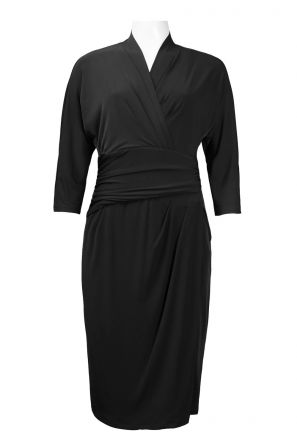Suzi Chin for Maggy Boutique 3/4 Sleeve Surplice Neck Wrapped Waisst Jersey Dress