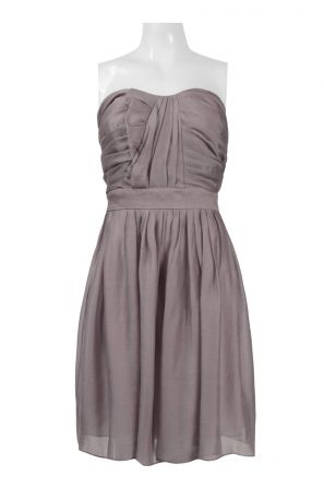 Suzi Chin Strapless Pleated Ruched Banded Waist Tencel Dress