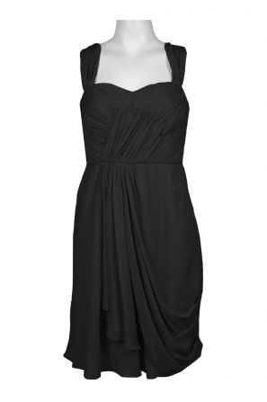 Suzi Chin for Maggy Boutique Sweetheart Neckline Draped Silk Chiffon Dress