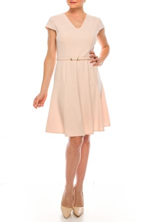 London Times Blush Pink Cap Sleeve A-Line Day Dress