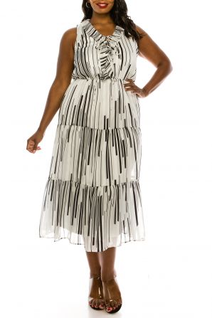 Taylor Sleeveless Ribbon Tie V-Neck Dress