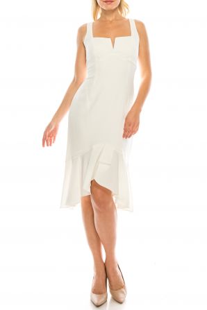 Taylor Ivory Flare Bottom Sheath Crepe Dress