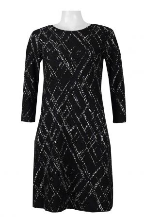 Taylor Scoop Neck Long Sleeve Zipper Back Multi Print Knit Dress