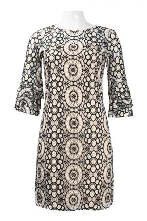Taylor Crew Neck 3/4 Sleeve Zipper Back Illusion Lace Dress