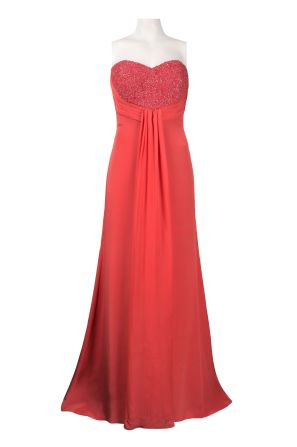 Theia Sweetheart Neckline Encrusted Nodice A-Line Silk Crepe Dress